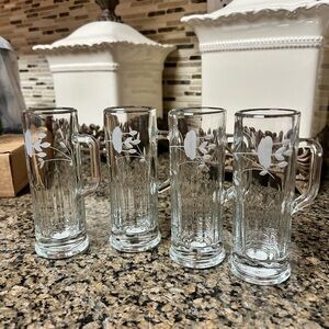 New Princess House Set of 4 mini Clear Glass shots Mugs